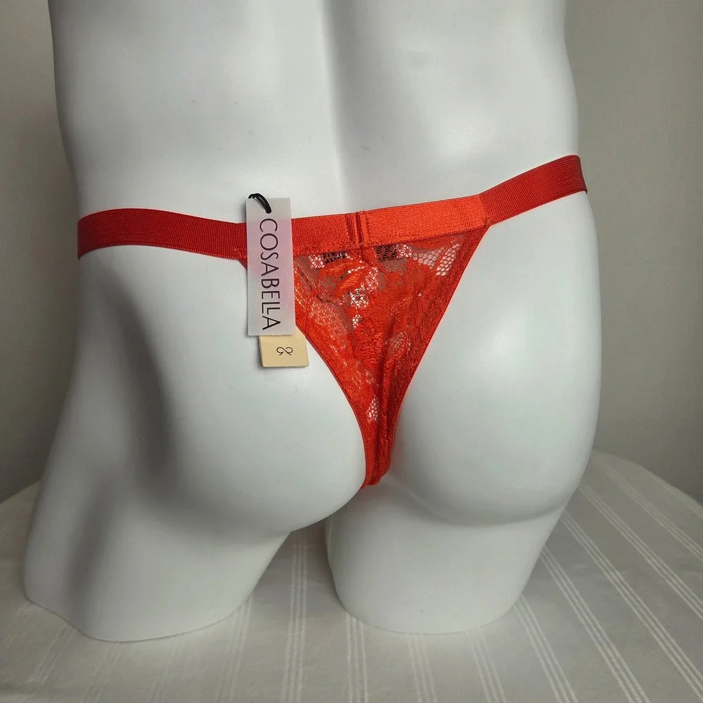 Cosabella‎ Sicilian Orange Mid-Rise Men's Italian Lace Thong Stretch Underwear